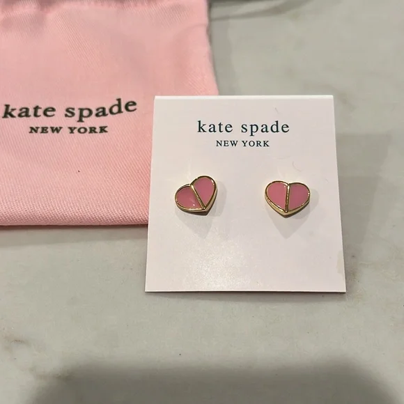 kate spade Pink Heritage Spade Small Heart Studs/NWT - Picture 9 of 11